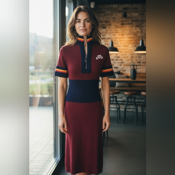 Marina Moscone Ribbed Knit Casmere Wool Cycling Midi Xs With Flaws - Picture 1 of 17